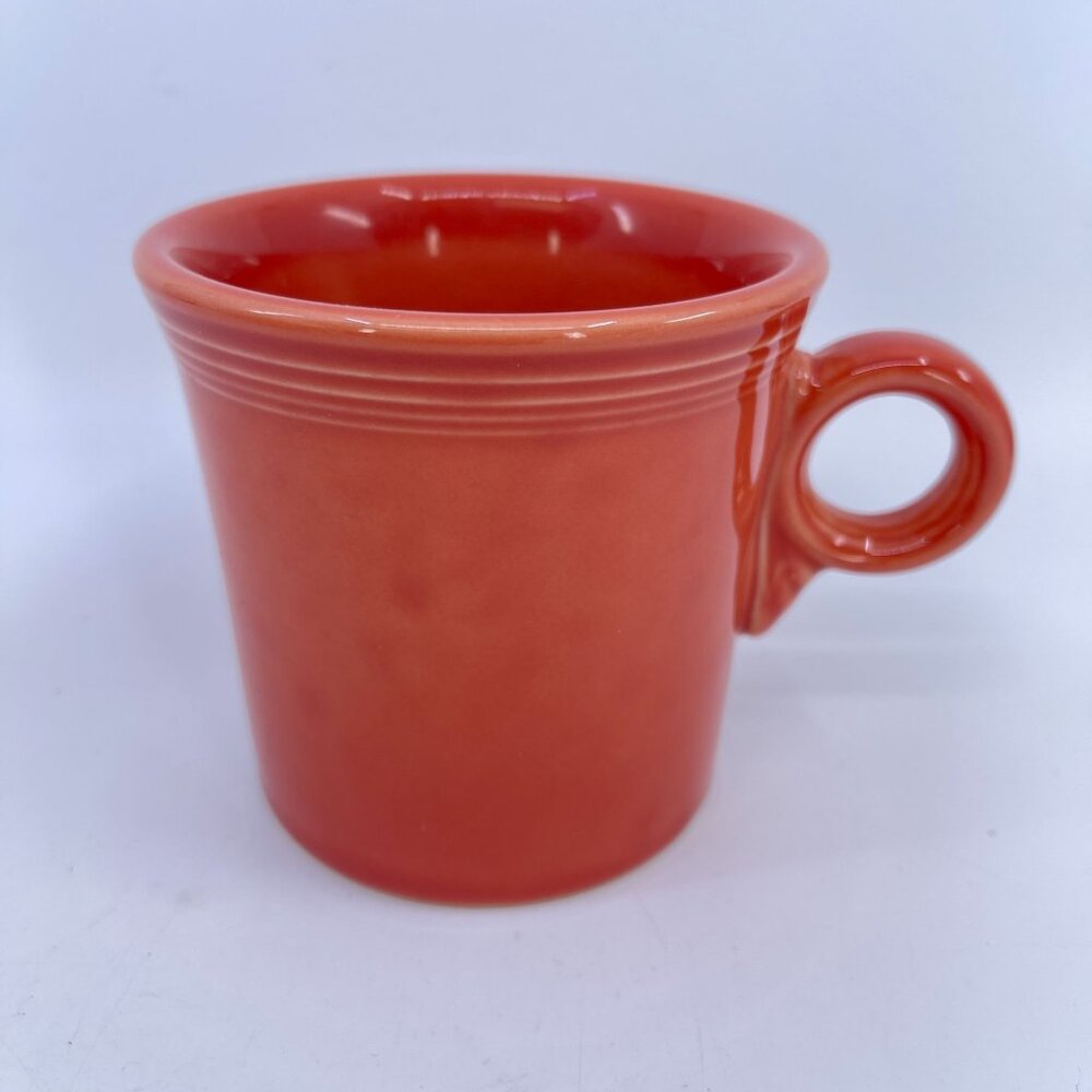 vintage fiesta persimmon ceramic coffee mug by hlc usa